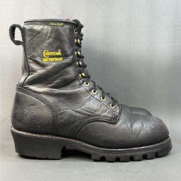 Chippewa leather Logger lace up boots men size 9 Wide - Picture 1 of 9